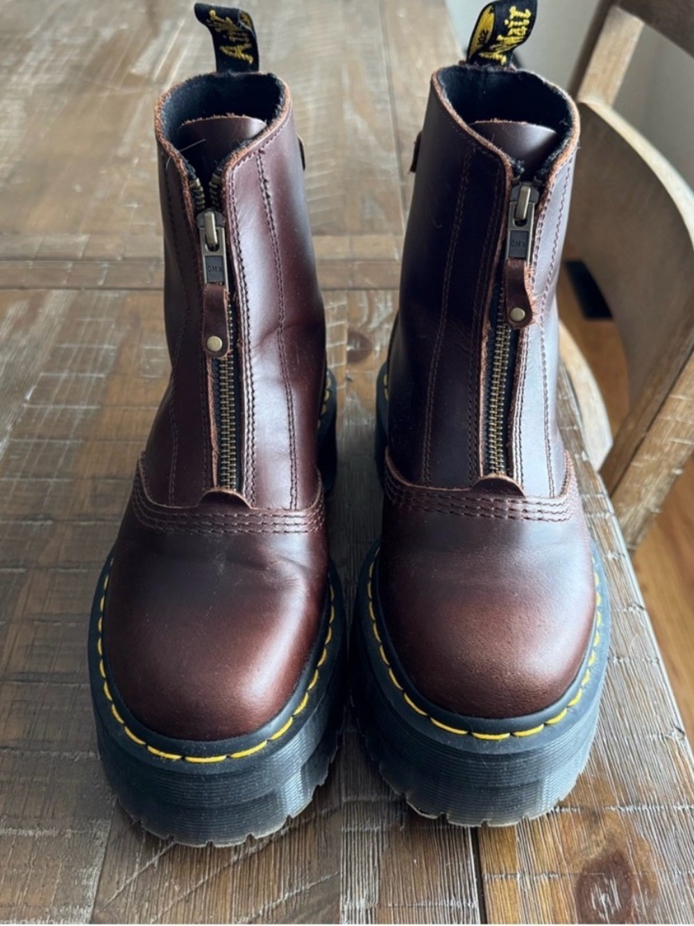 Dr. Martens Brown Leather Front-Zip Platform Ankle Boots - Picture 5 of 5